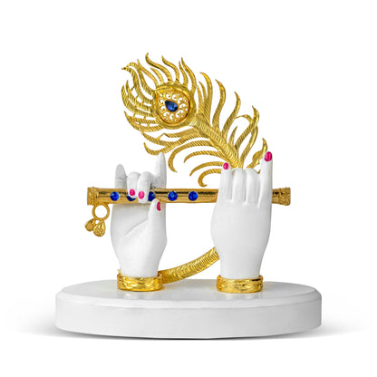 Gold Plated Krishna Ji Hands with Flute Figurine