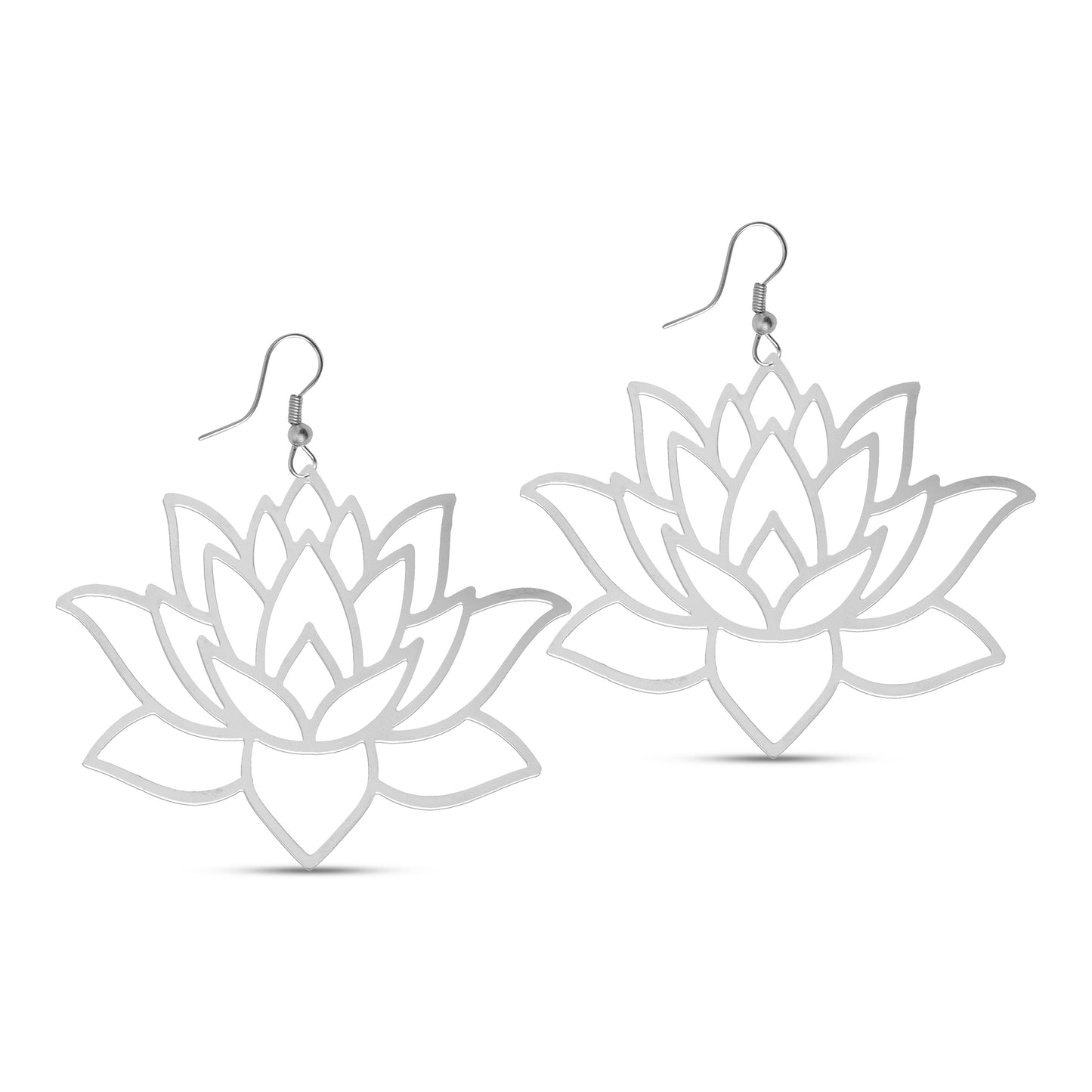Lotus Cutout Earring Set: Embrace Nature's Beauty in Style ( Silver )