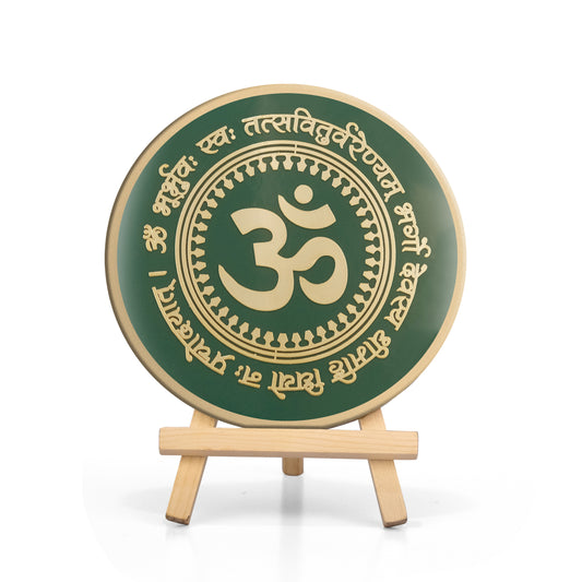 Spiritual Sacred Om - Aum Resin Art Gold Cutwork, Gayatri Mantra Mandala