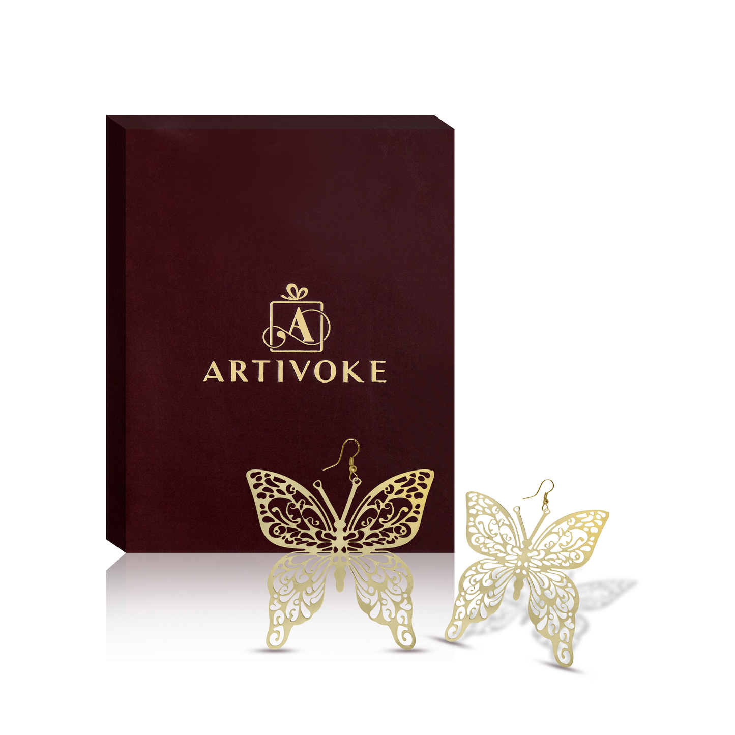 Butterfly Design Brass Earrings, Handcrafted & Gold-Plated Earrings For Women