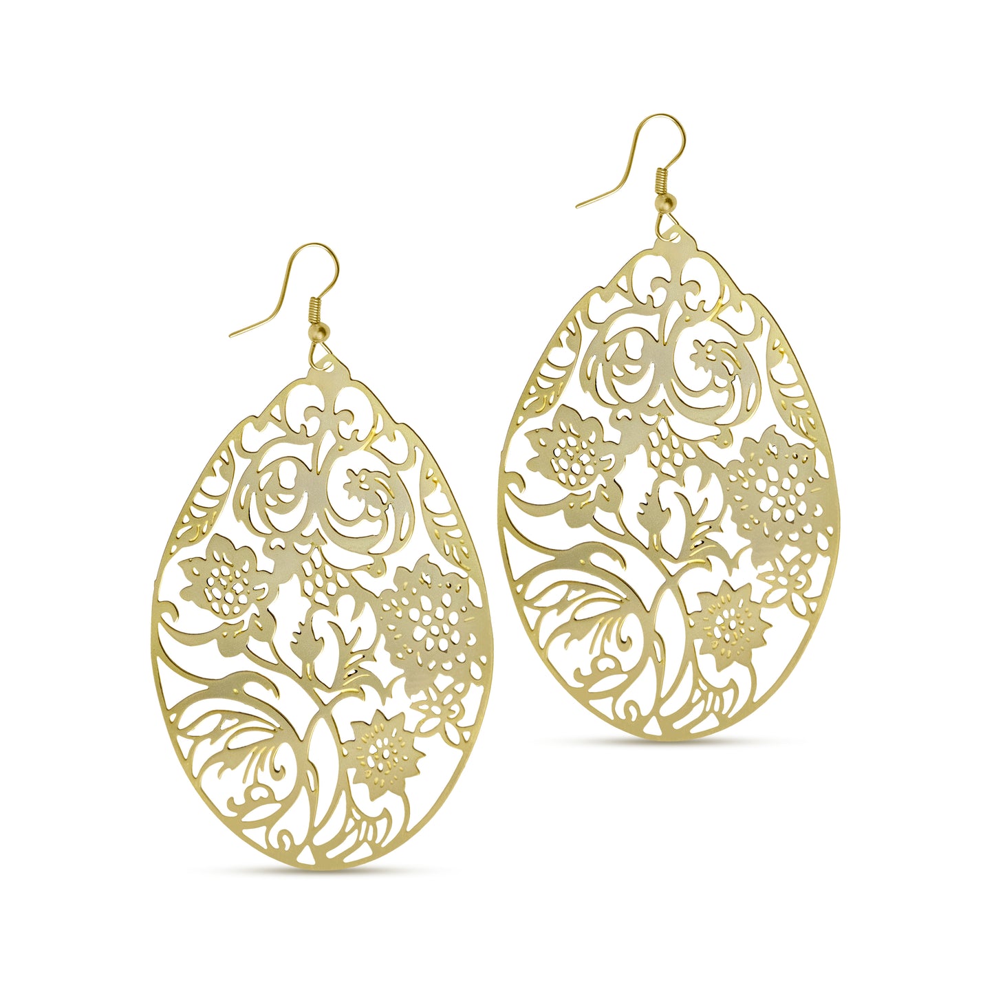 Floral Leaf Teardrop Earrings | Handcrafted & Gold-Plated Earrings For Women