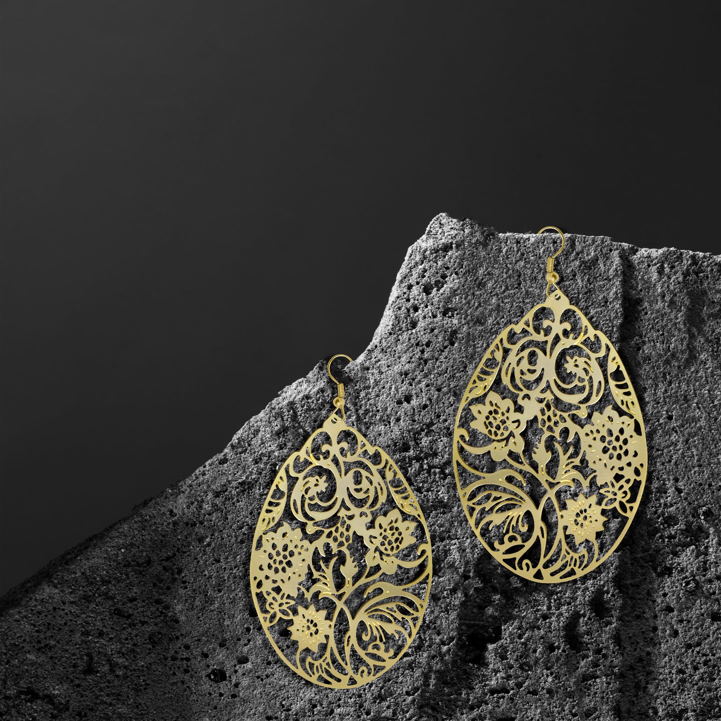 Floral Leaf Teardrop Earrings | Handcrafted & Gold-Plated Earrings For Women