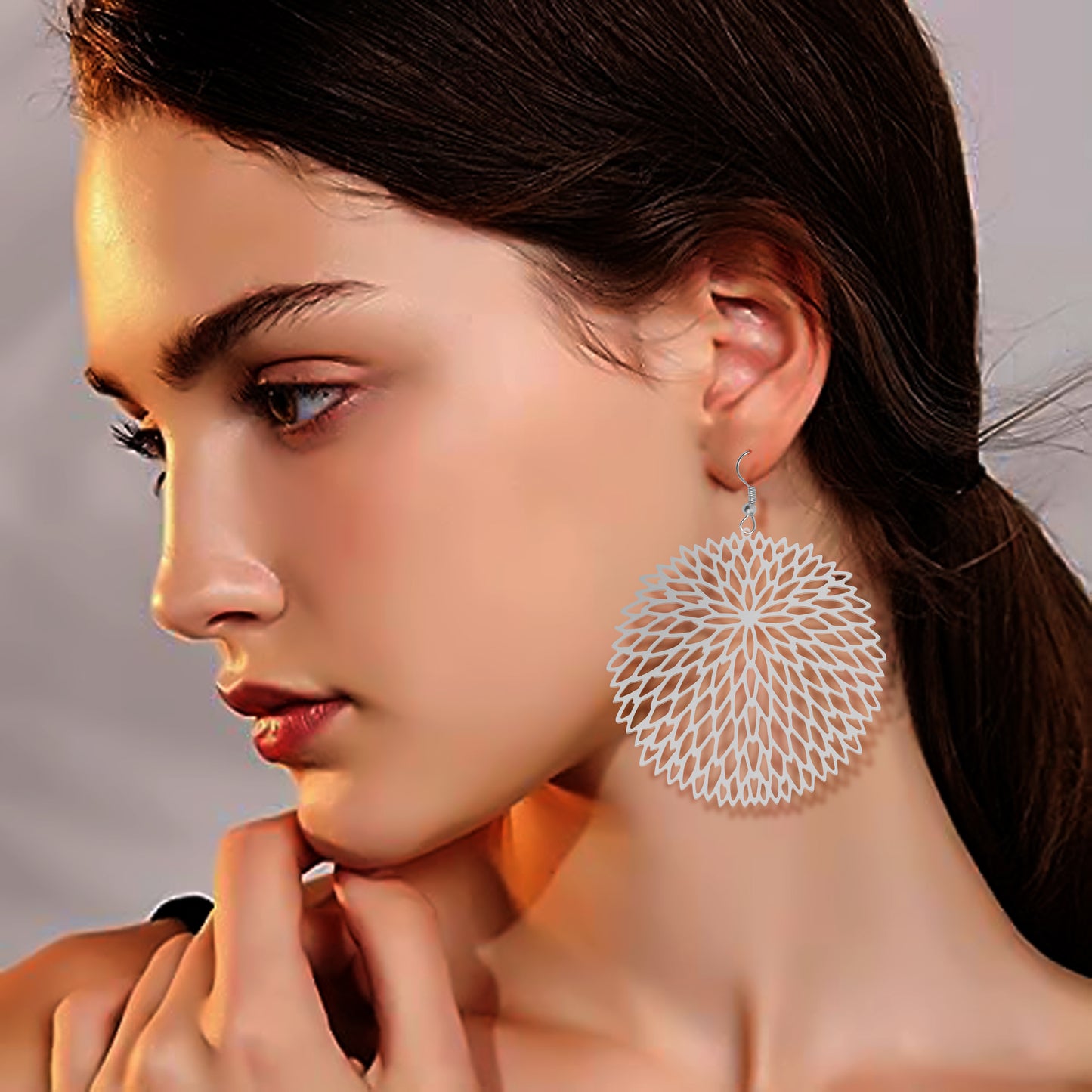 Dangle Flower Earrings, Handcrafted & Silver-Plated Earrings For Women