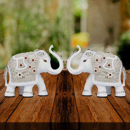 Silver & White Elephant Idols
