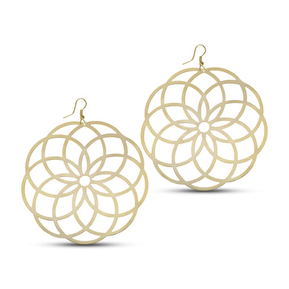 Geometric Flower Form Earrings, Handcrafted & Gold-Plated Earrings For Women