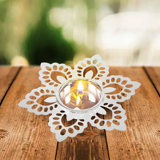 Silver Plated Tea Light (Flower Design)