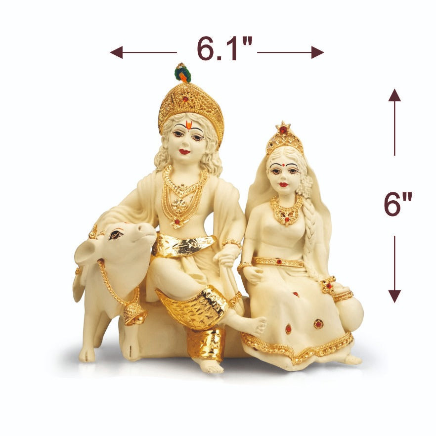 Buy SN Handicrafts Polystone Radha Krishna Cow God Idol, Murti Figurine  Religious Pooja Gift Items For Mandir | Temple | Home |Office (8 * 14 * 22  Cm), Multicolour Online at Low Prices in India - Amazon.in
