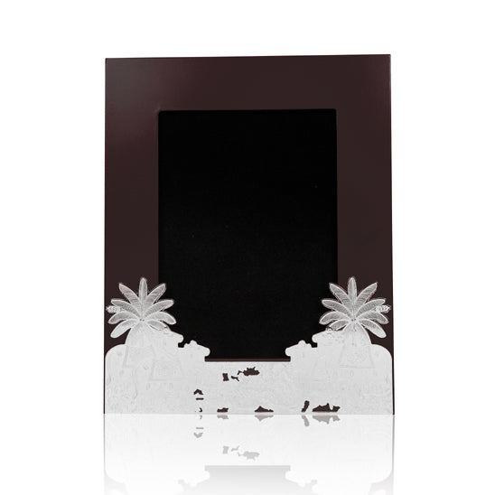 Wooden Photo Frame with Silver Plated Cow Design