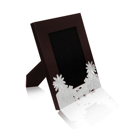 Wooden Photo Frame with Silver Plated Cow Design