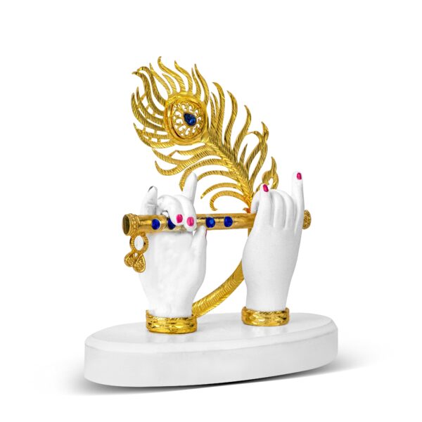 Gold Plated Krishna Ji Hands with Flute Figurine - Image 2