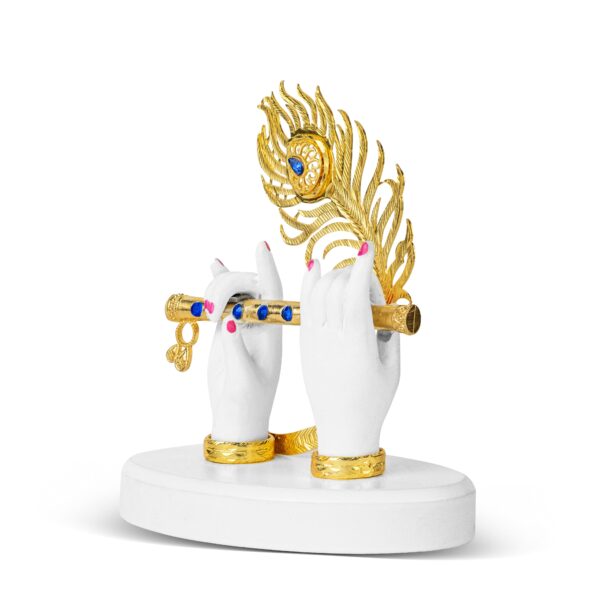 Gold Plated Krishna Ji Hands with Flute Figurine - Image 3