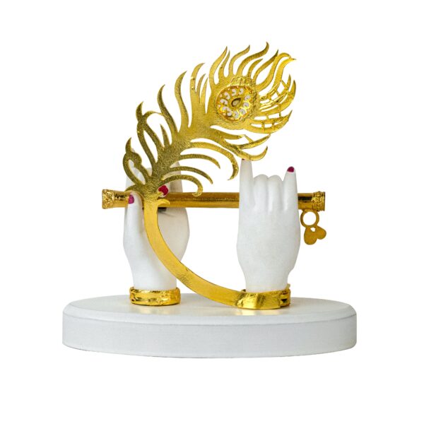 Gold Plated Krishna Ji Hands with Flute Figurine - Image 4