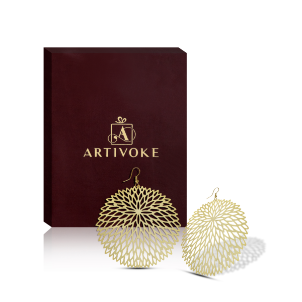 Dangle Flower Earrings, Handcrafted & Gold-Plated Earrings For Women - Image 2