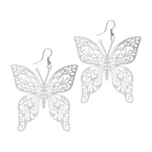 Butterfly Design Brass Earrings, Handcrafted & Silver-Plated Earrings For Women