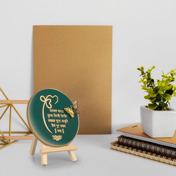 Onkar Mantra Resin Art Gold Cutwork with A Type Pine Wood Easel Stand - Image 3
