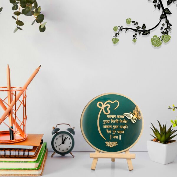 Onkar Mantra Resin Art Gold Cutwork with A Type Pine Wood Easel Stand - Image 5