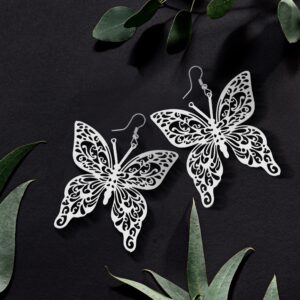 Butterfly Design Brass Earrings, Handcrafted & Silver-Plated Earrings For Women