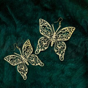 Butterfly Design Brass Earrings, Handcrafted & Gold-Plated Earrings For Women