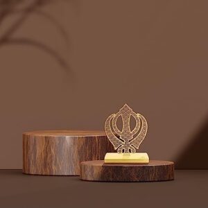 Khanda Sikh Symbol car Dash Board with Beautiful Box Packing, Decoration, Home & Car showpiece Items Gold Plated